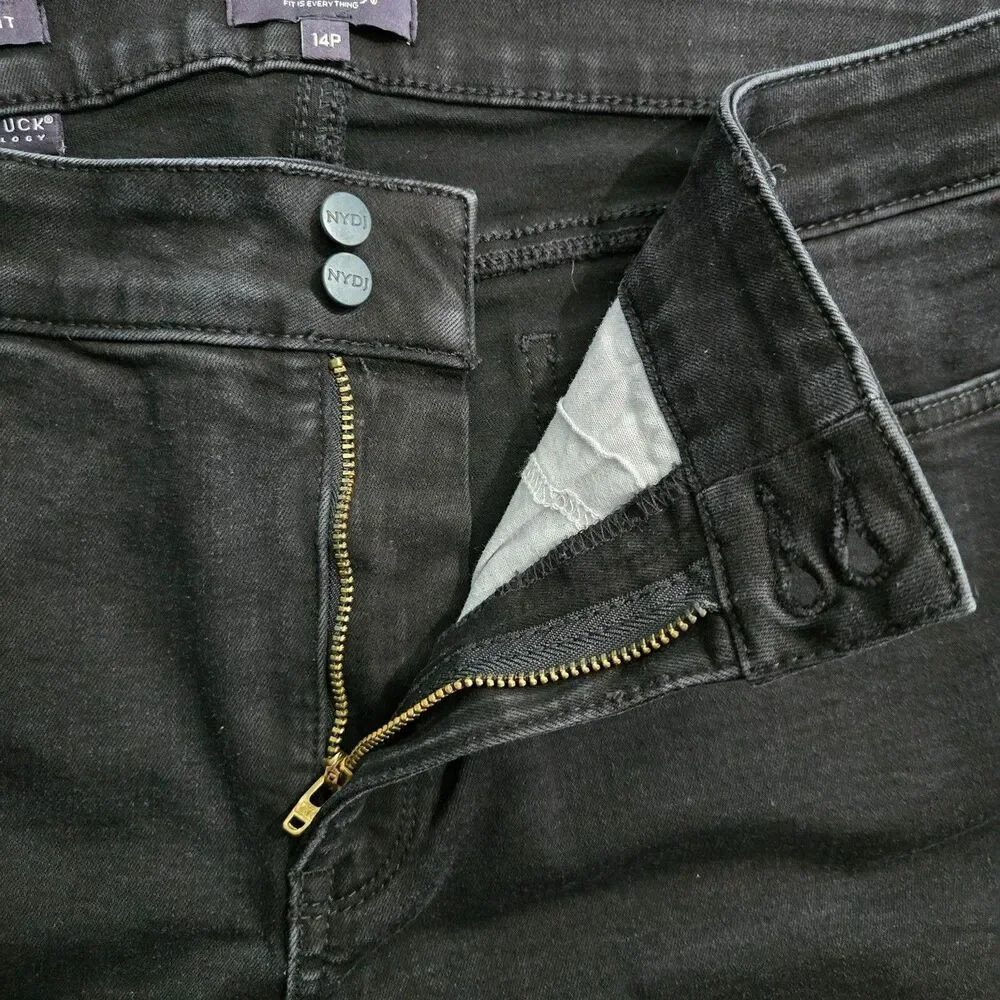 NYDJ Jeans Women 14P Black Marilyn Straight Mid Rise Lift Tuck Technology